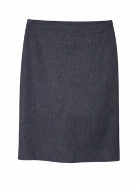 TALBOTS Dark Chambray Blue Jean Pencil Straight Skirt Lined Slit Size 16